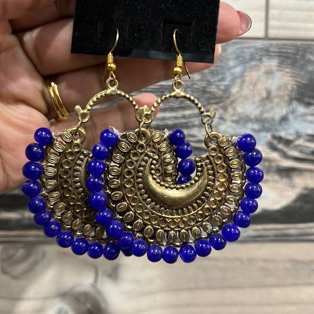 Blue oxidised earrings